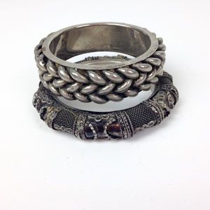 Vintage Boho Stack of 2 70s Bangle Bracelets
